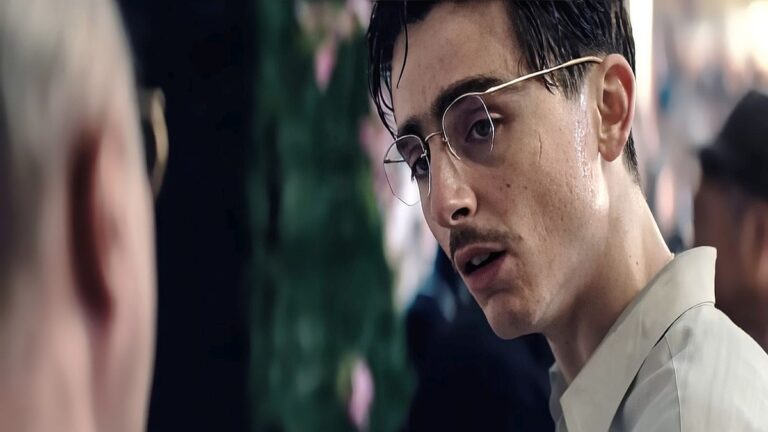 Scene from Marty Supreme (2025).